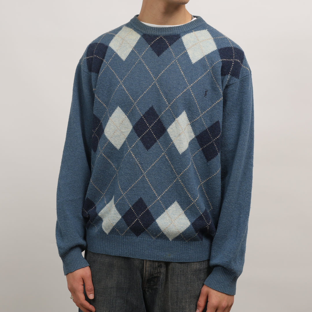 Yves Saint Laurent (YSL) Crewneck Jumper - XL Bottle Blue Wool