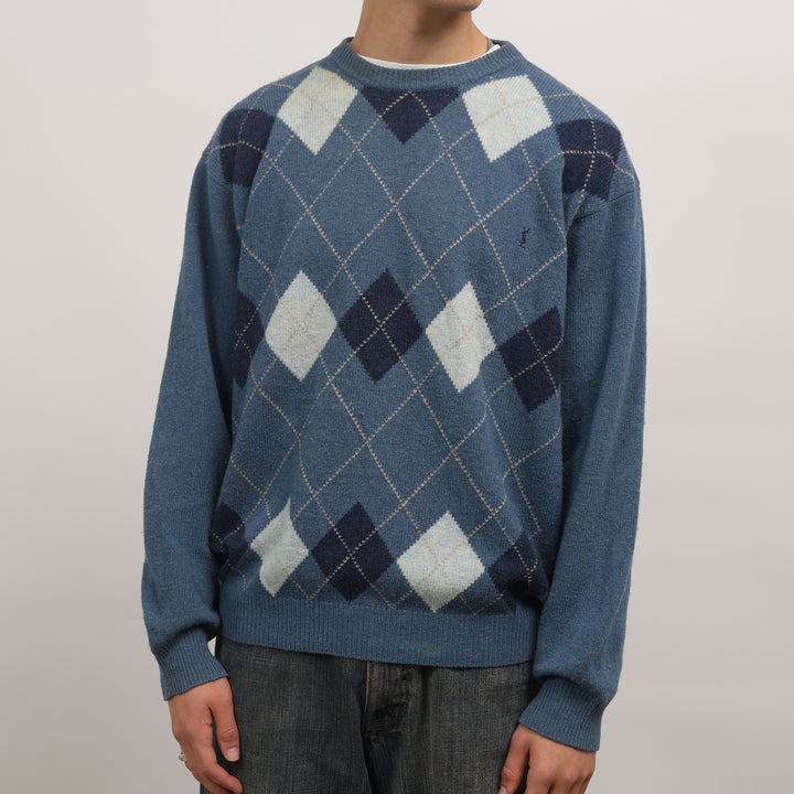 Yves Saint Laurent (YSL) Crewneck Jumper - XL Bottle Blue Wool