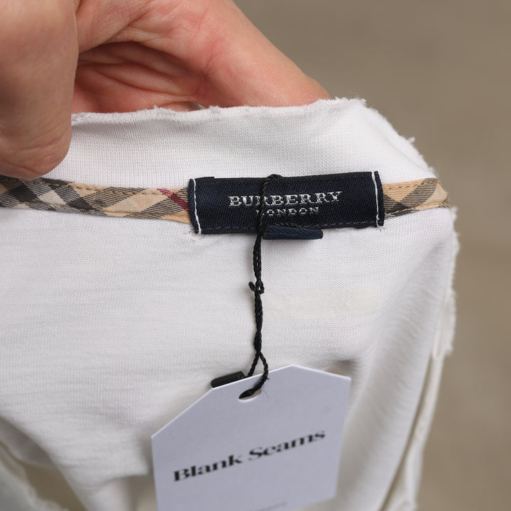 Burberry Long Sleeve T-shirt - Large White Cotton