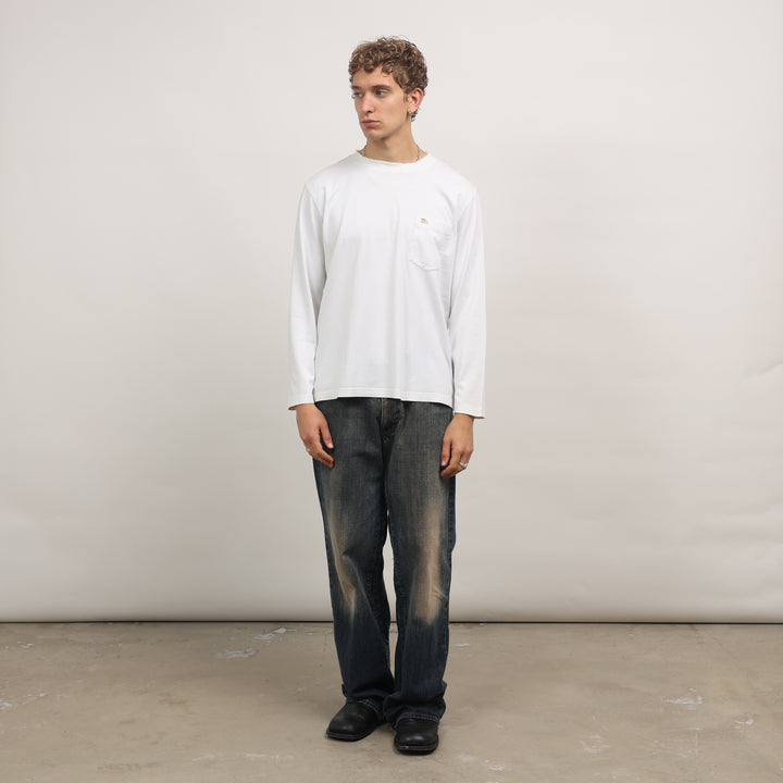 Burberry Long Sleeve T-shirt - Large White Cotton