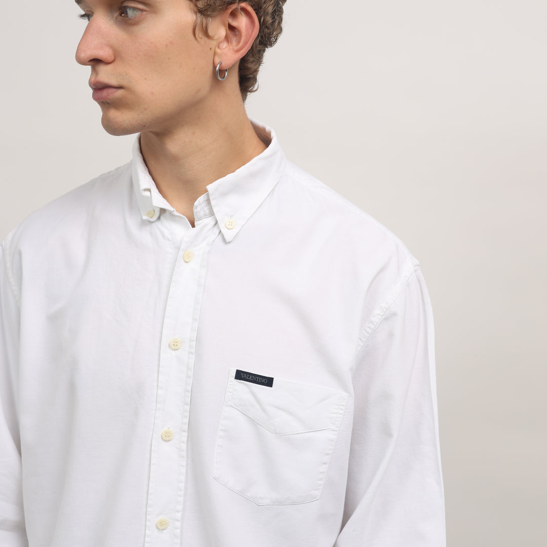 Valentino Oxford Shirt - XL White Cotton