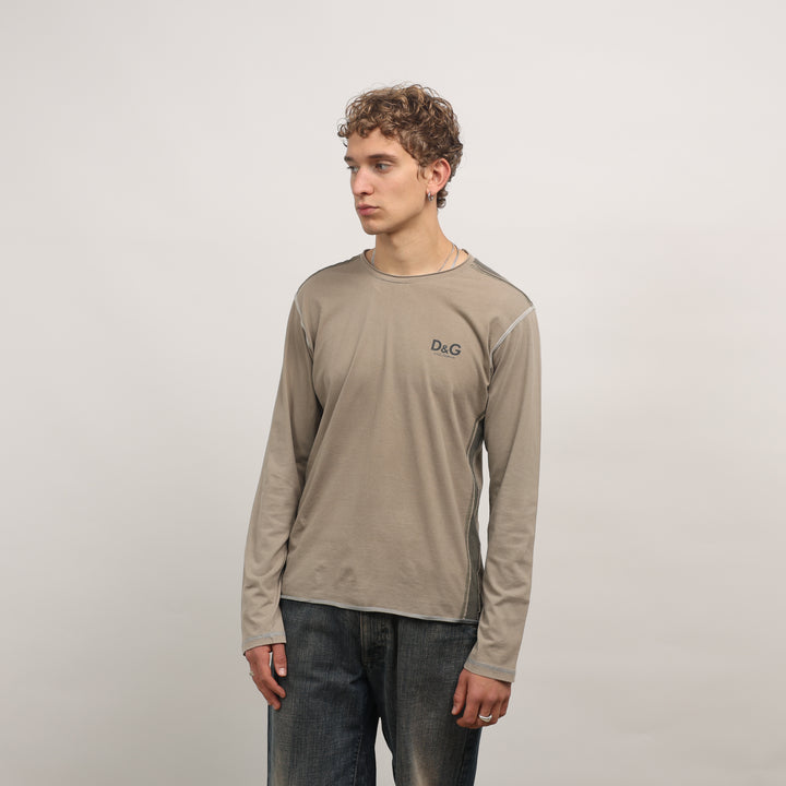 Dolce & Gabbana Long Sleeve T-shirt - Medium Khaki Green Cotton