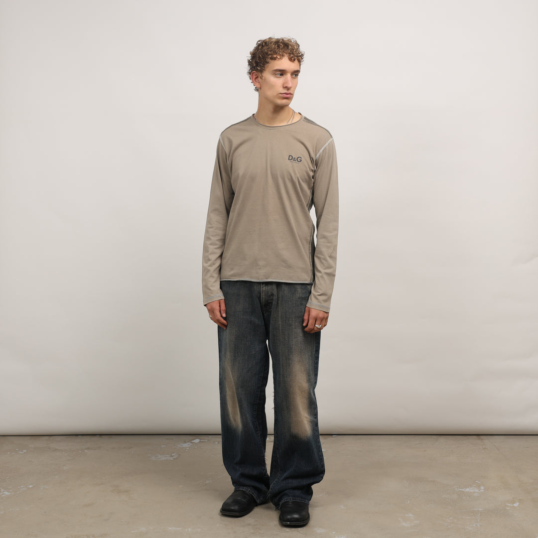 Dolce & Gabbana Long Sleeve T-shirt - Medium Khaki Green Cotton