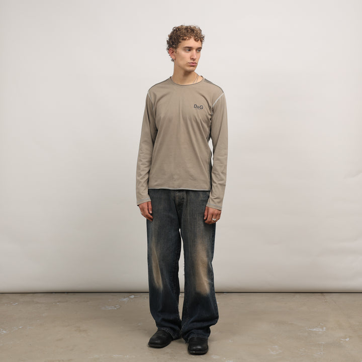 Dolce & Gabbana Long Sleeve T-shirt - Medium Khaki Green Cotton