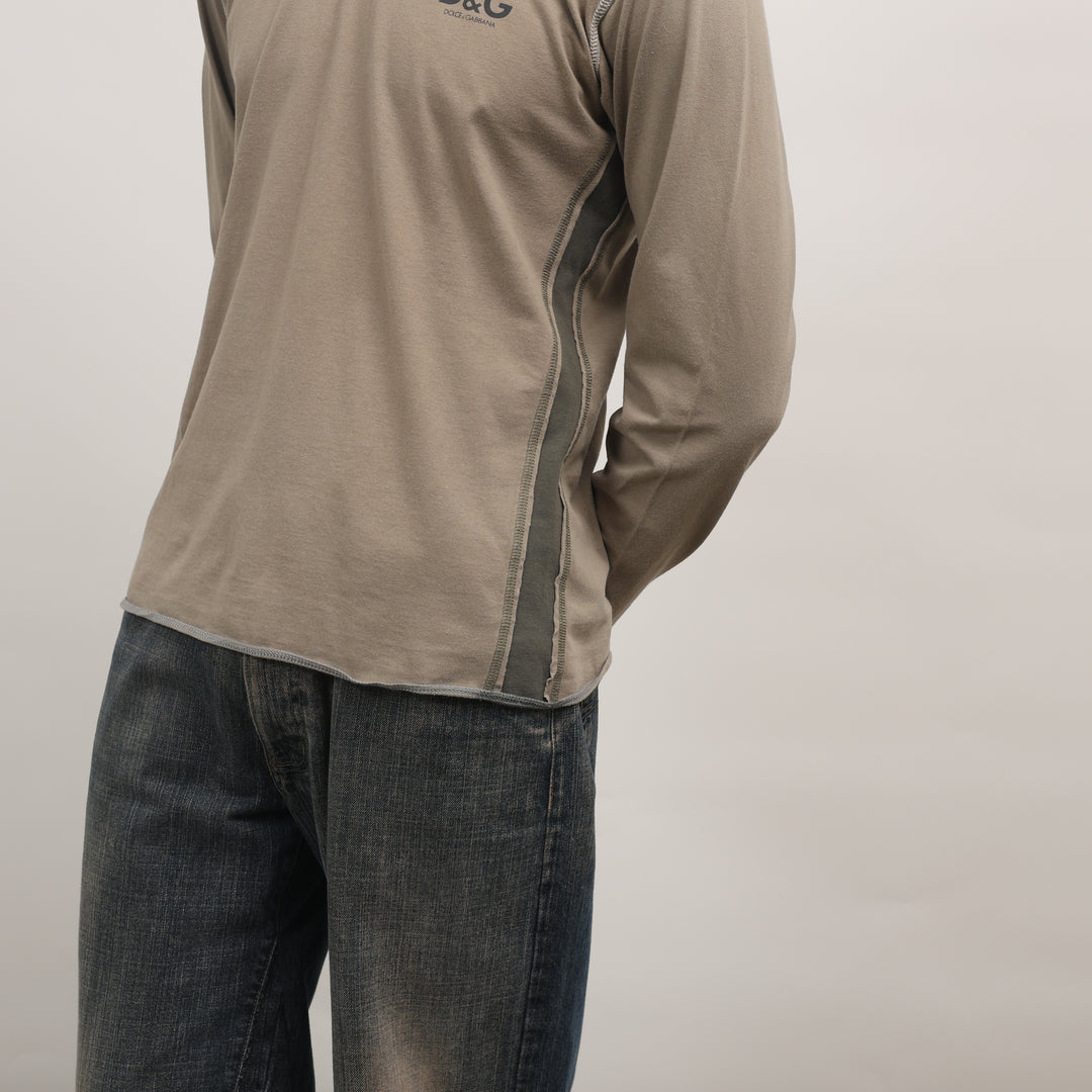 Dolce & Gabbana Long Sleeve T-shirt - Medium Khaki Green Cotton