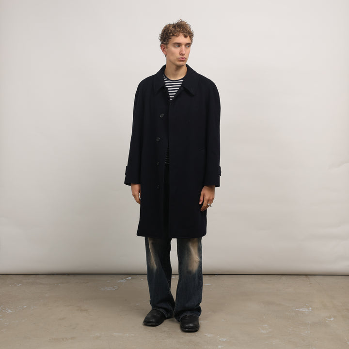 Burberry's Trench Coat - Medium Navy Blue Wool