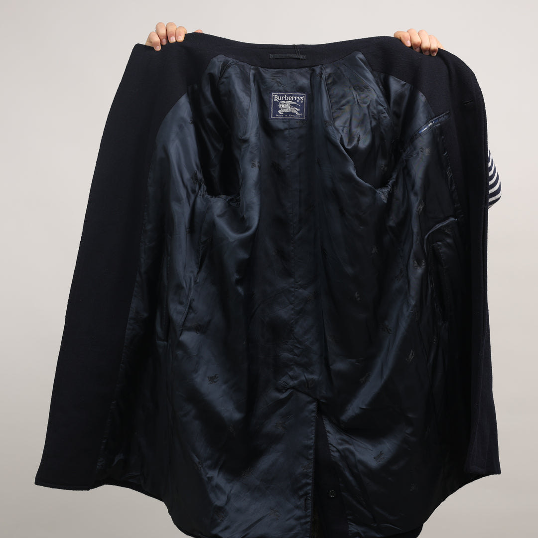 Burberry's Trench Coat - Medium Navy Blue Wool
