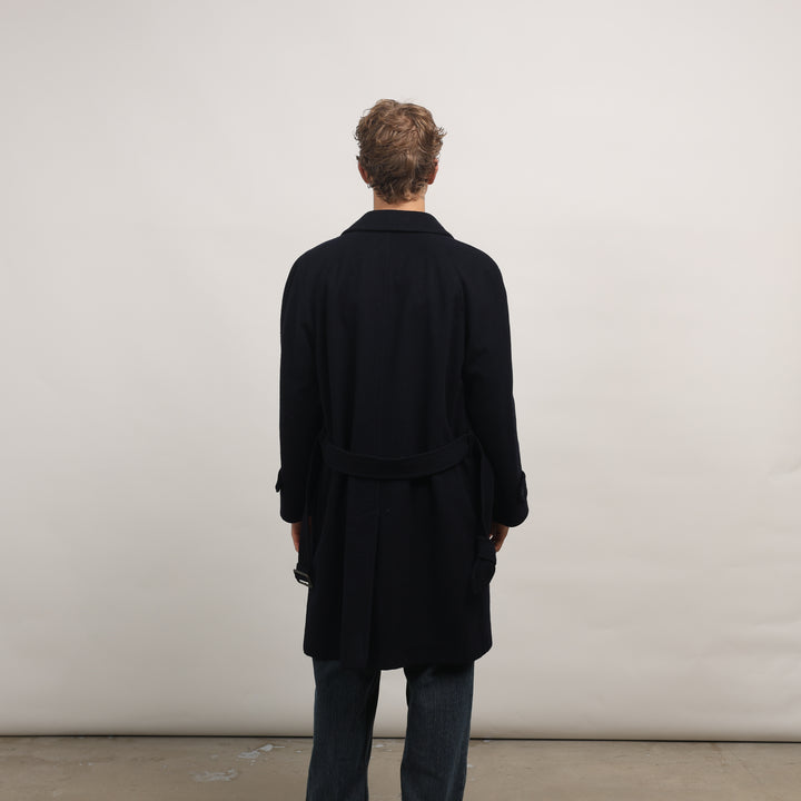 Burberry's Trench Coat - Medium Navy Blue Wool