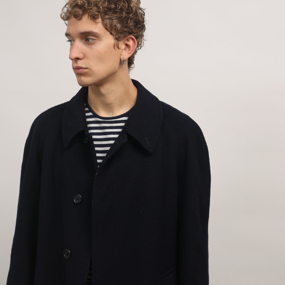 Burberry's Trench Coat - Medium Navy Blue Wool