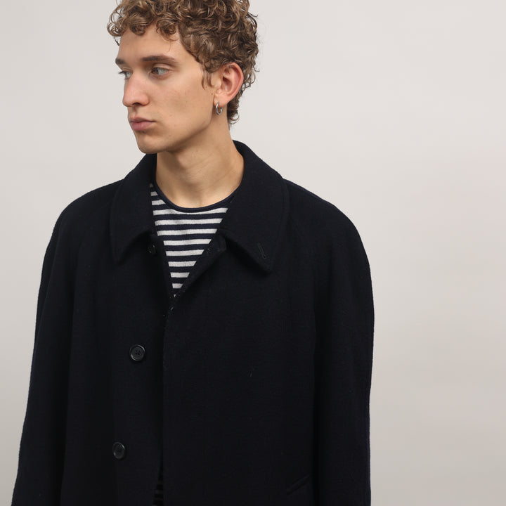 Burberry's Trench Coat - Medium Navy Blue Wool