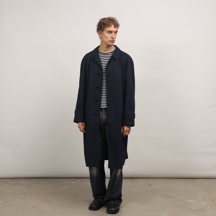 Burberry's Trench Coat - Medium Navy Blue Cotton