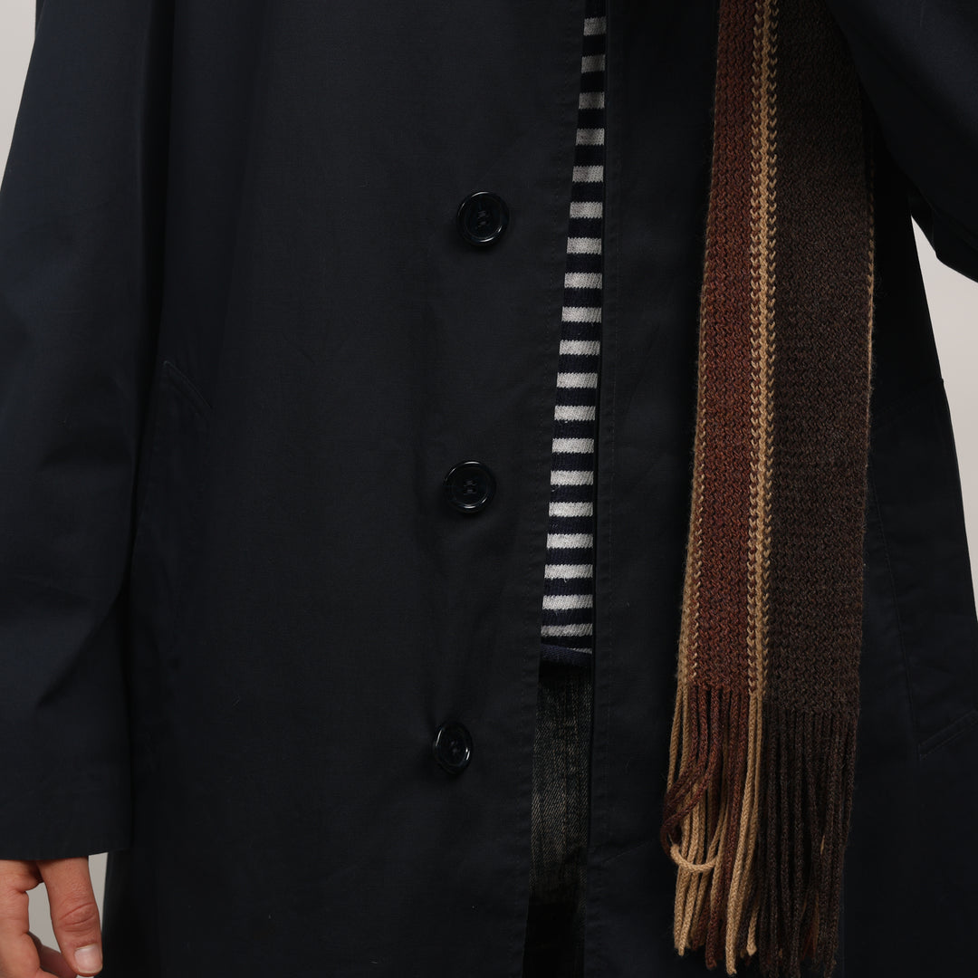 Burberry's Trench Coat - Medium Navy Blue Cotton