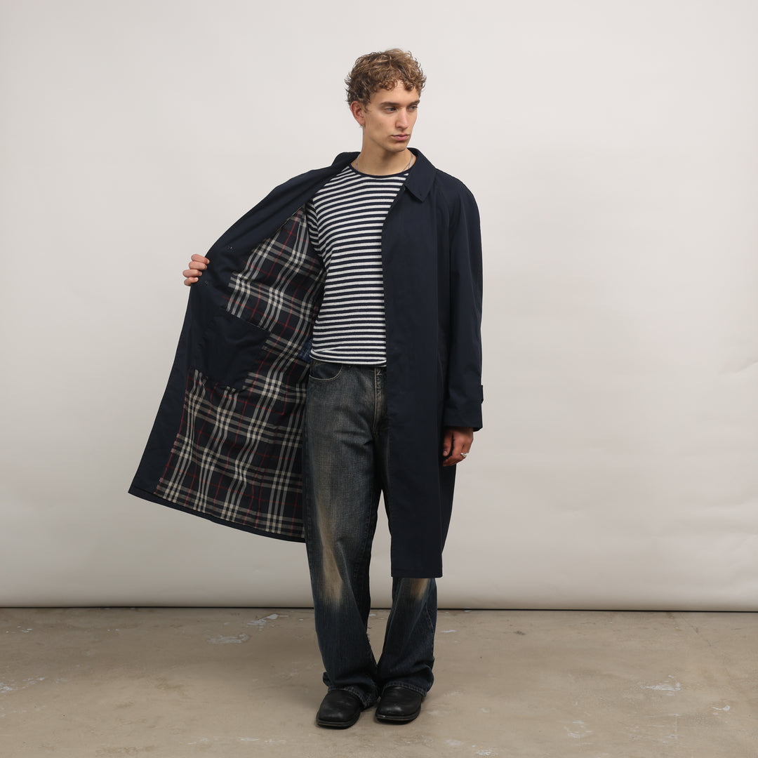 Burberry's Trench Coat - Medium Navy Blue Cotton