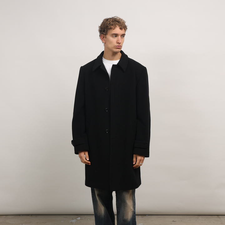 90's Overcoat - Large Black Cashmere