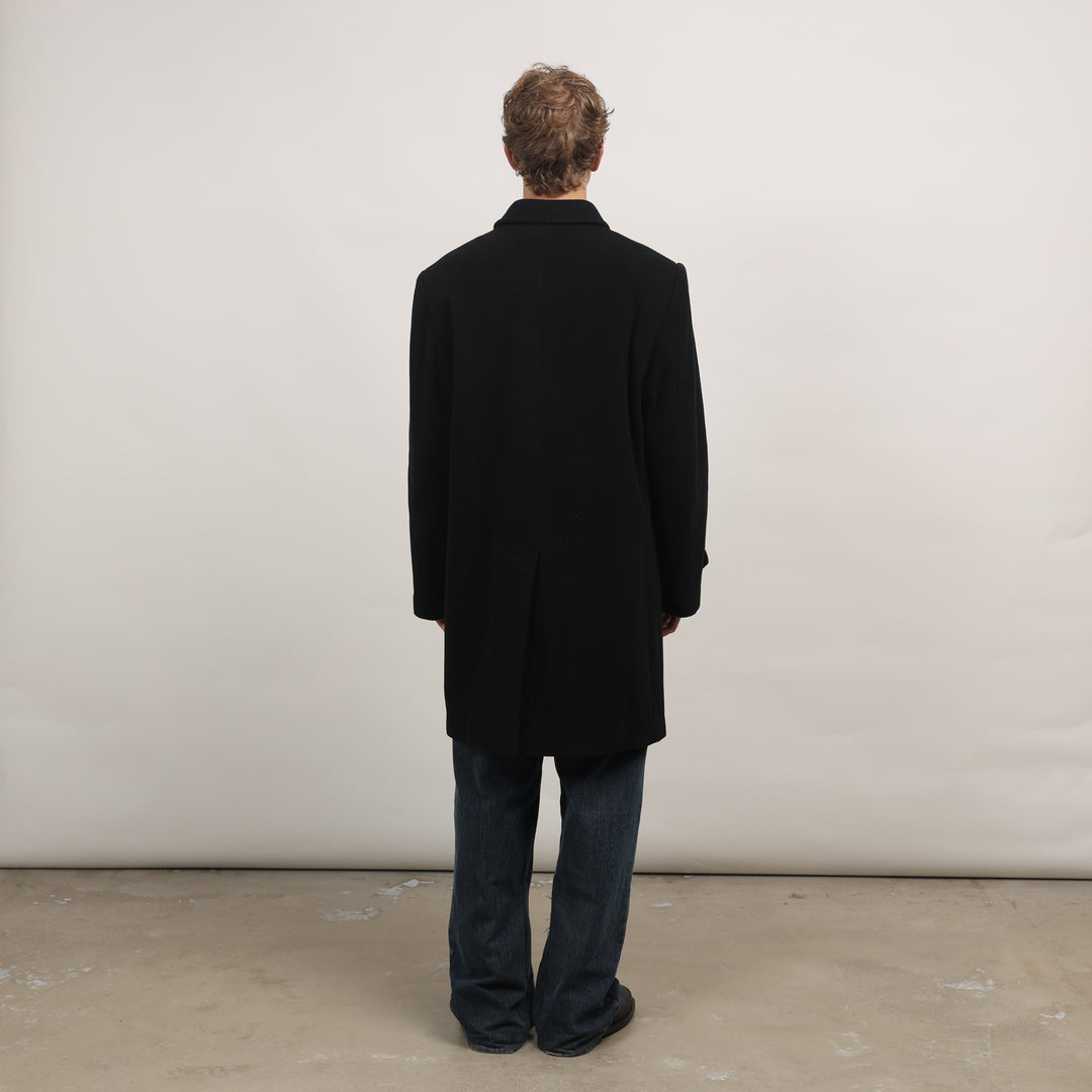 90's Overcoat - Large Black Cashmere