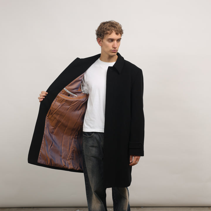 90's Overcoat - Large Black Cashmere