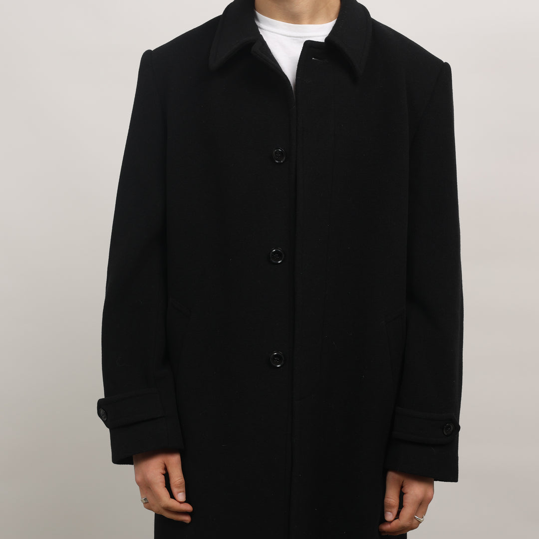 90's Overcoat - Large Black Cashmere