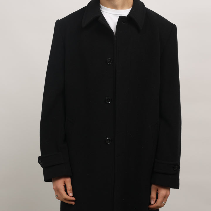 90's Overcoat - Large Black Cashmere