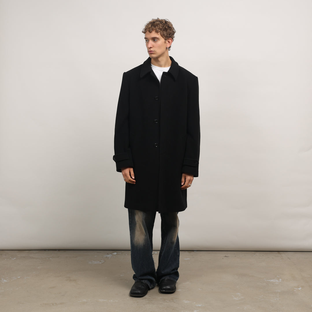 90's Overcoat - Large Black Cashmere