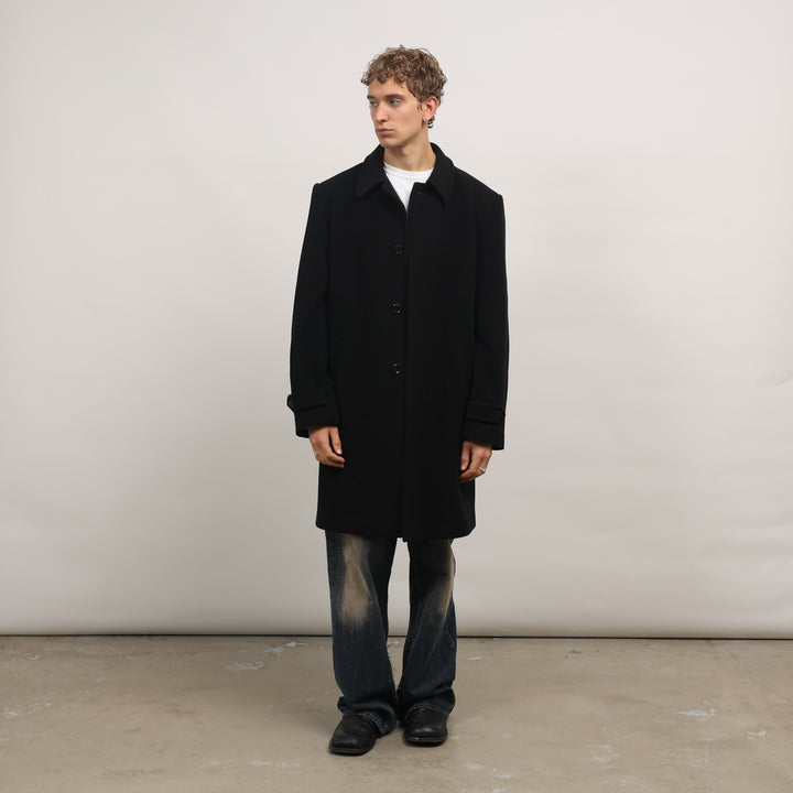 90's Overcoat - Large Black Cashmere