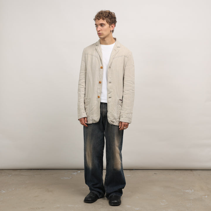 Marlboro Chore Jacket - Large Cream Cotton