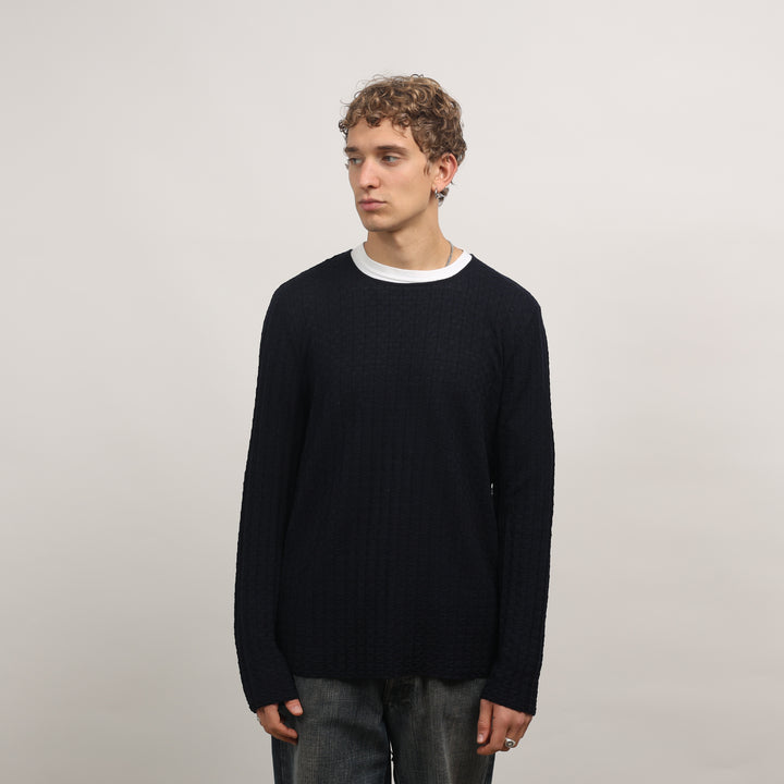 Emporio Armani Crewneck Jumper - Large Navy Blue Wool