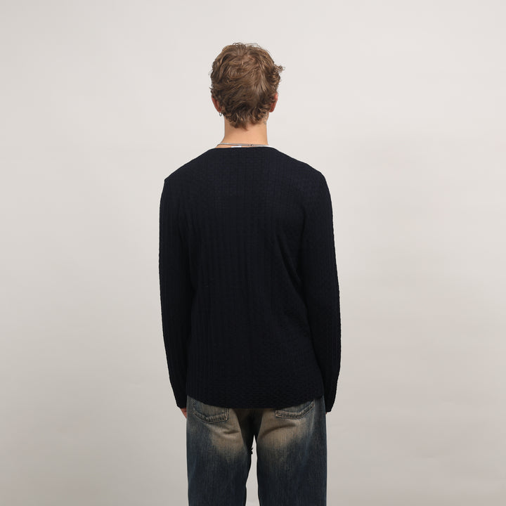 Emporio Armani Crewneck Jumper - Large Navy Blue Wool
