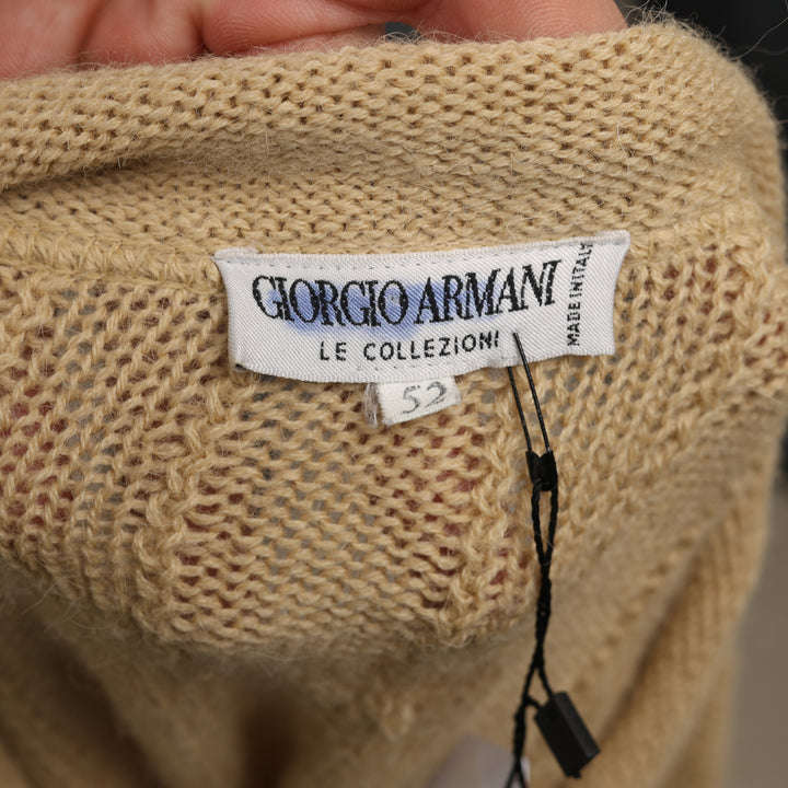 Giorgio Armani Mock Neck Jumper - XL Beige Wool & Alpaca