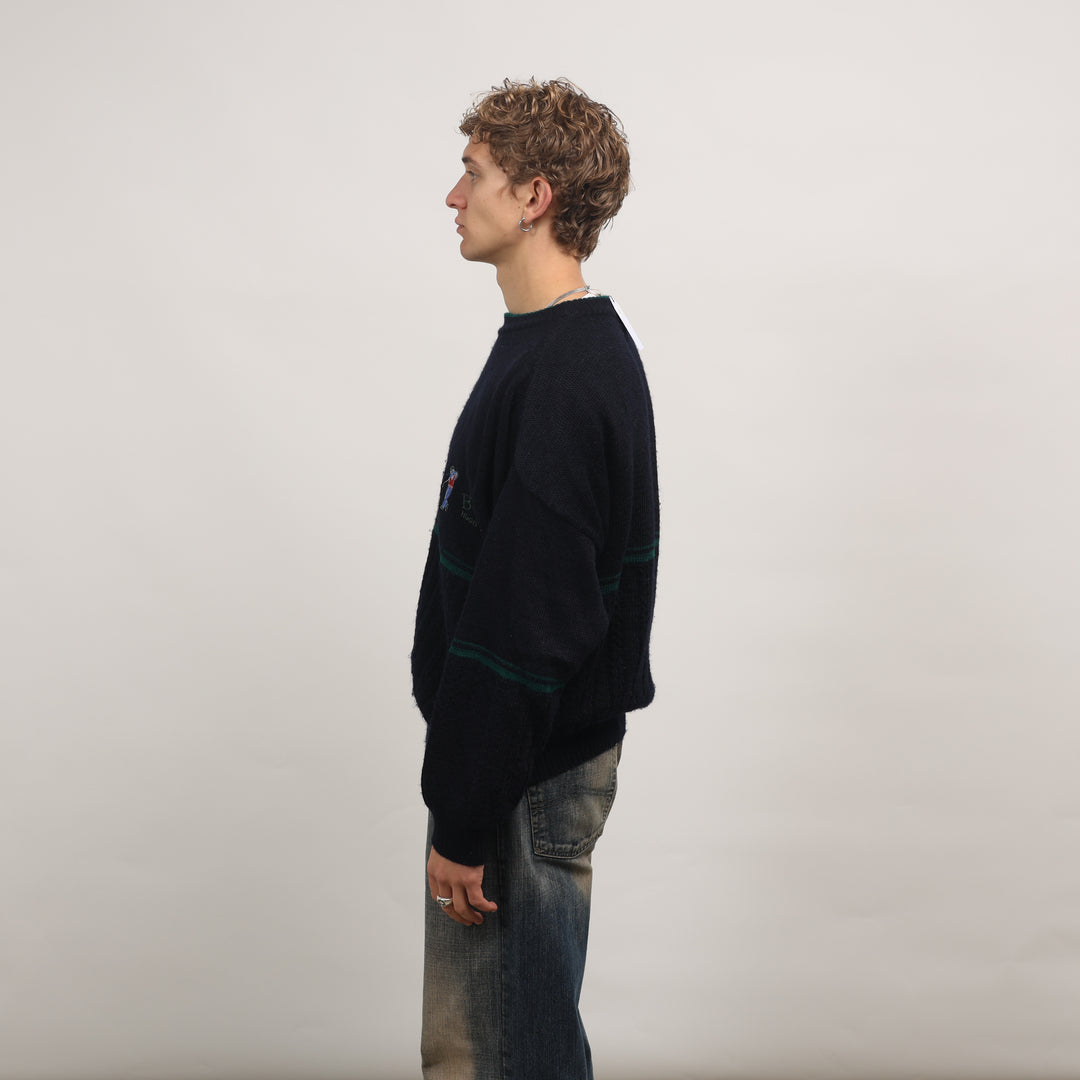 Hugo Boss Crewneck Jumper - XL Navy Blue Wool Blend
