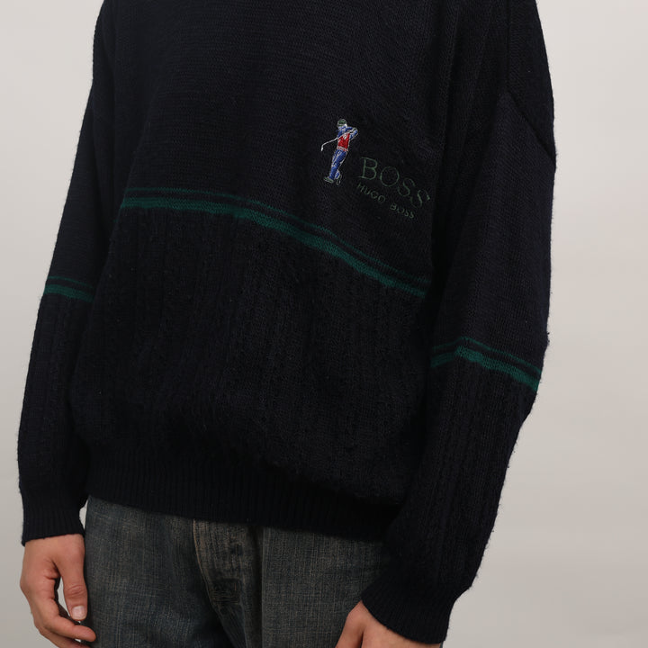 Hugo Boss Crewneck Jumper - XL Navy Blue Wool Blend