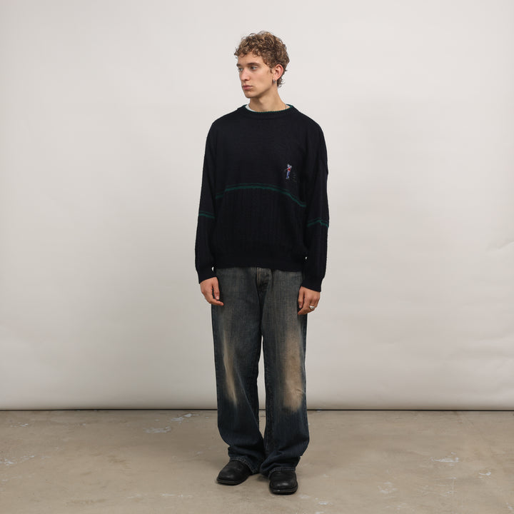 Hugo Boss Crewneck Jumper - XL Navy Blue Wool Blend