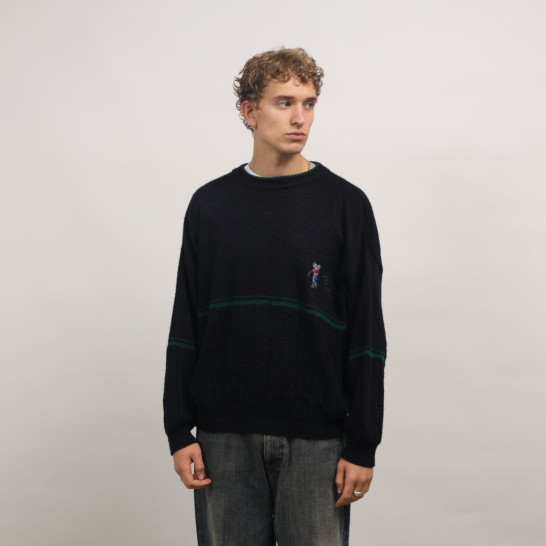 Hugo Boss Crewneck Jumper - XL Navy Blue Wool Blend