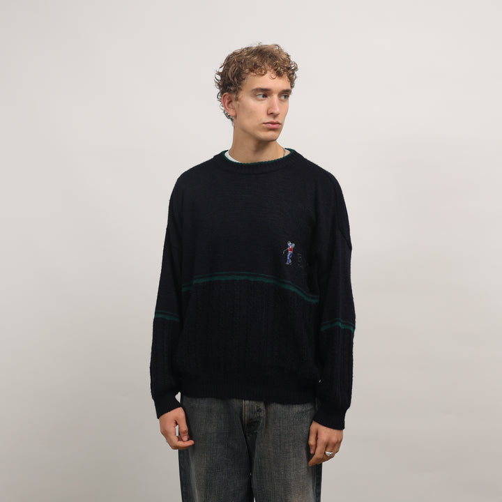 Hugo Boss Crewneck Jumper - XL Navy Blue Wool Blend