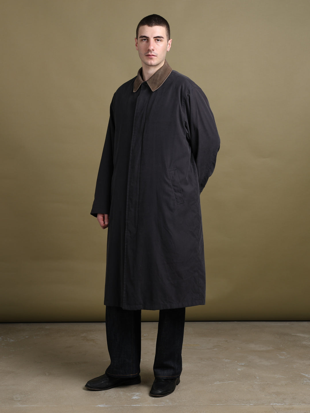 Balmain Overcoat Grey Men's XL - fabric detail