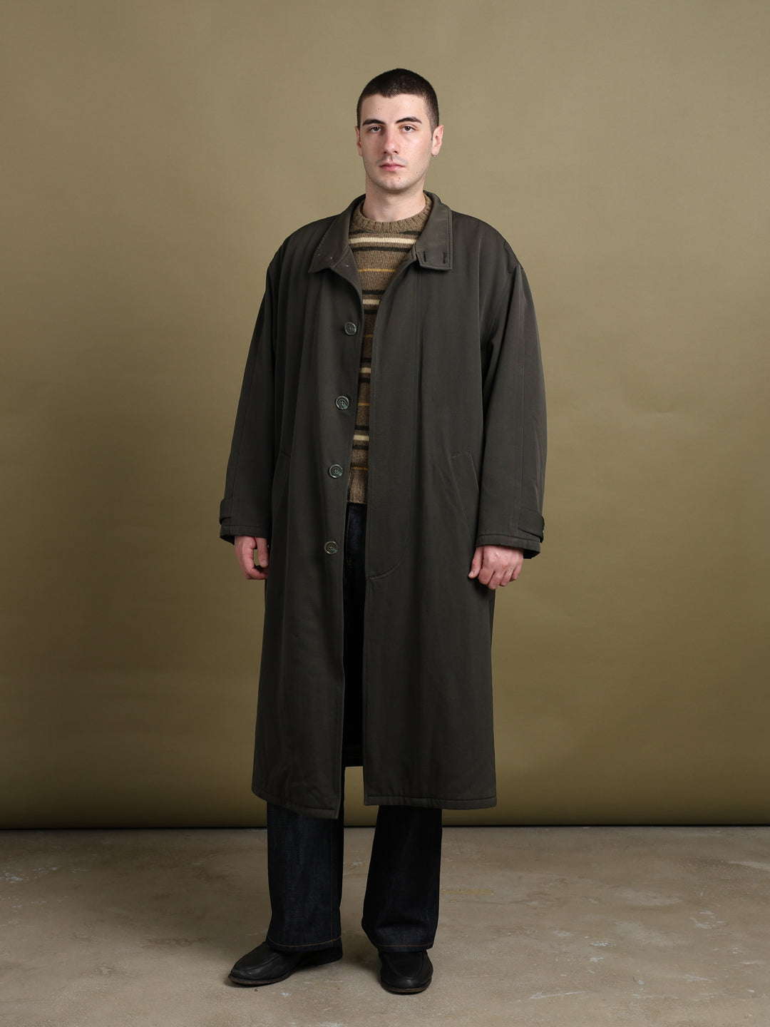 Giorgio Armani Overcoat Green Men's XL - front