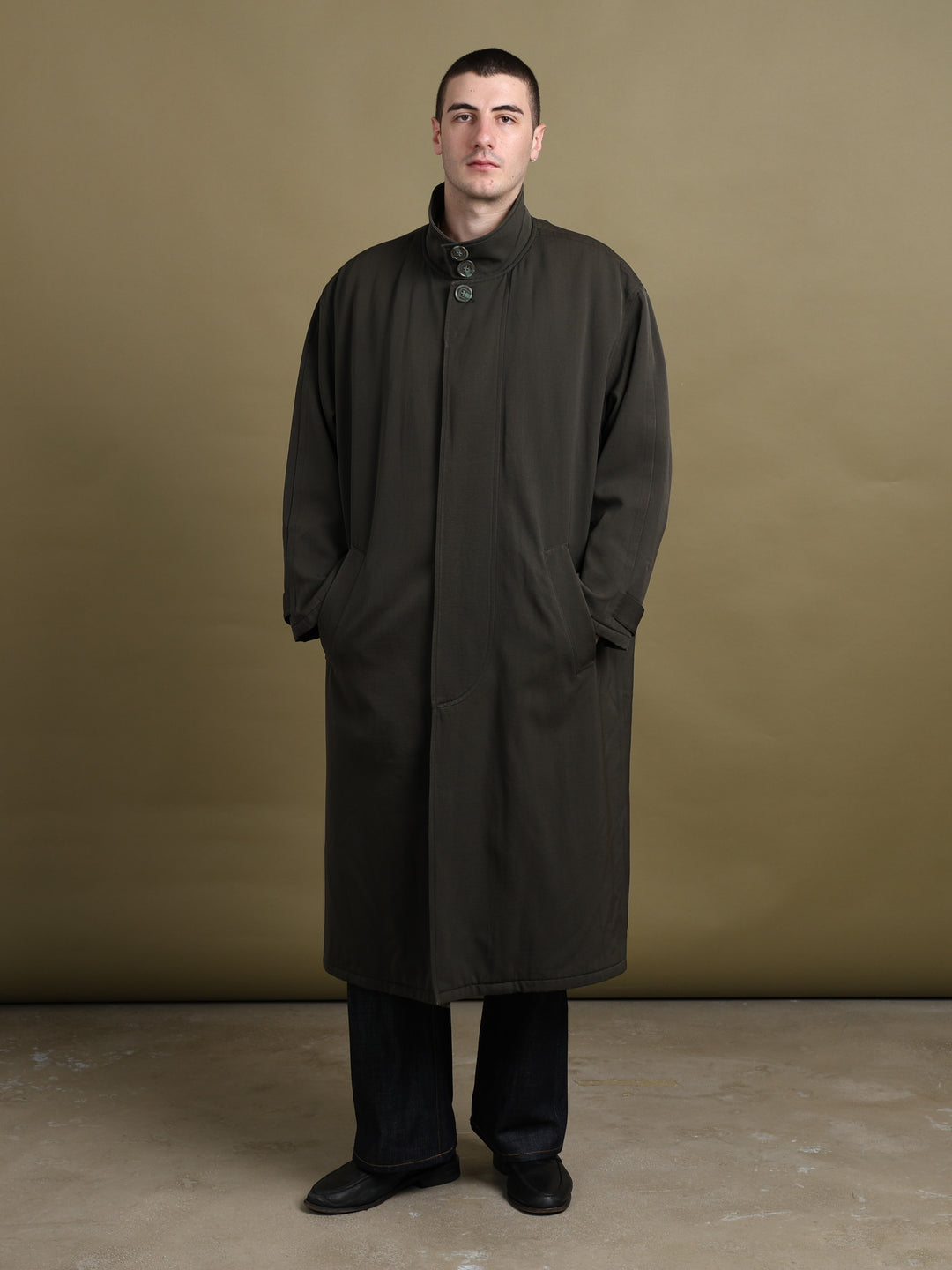Giorgio Armani Overcoat Green Men's XL - fabric detail