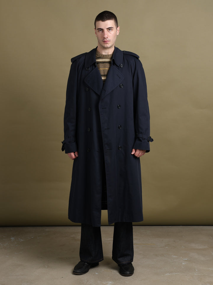 Burberry's Double Breasted Trench Coat Navy Men's L - front