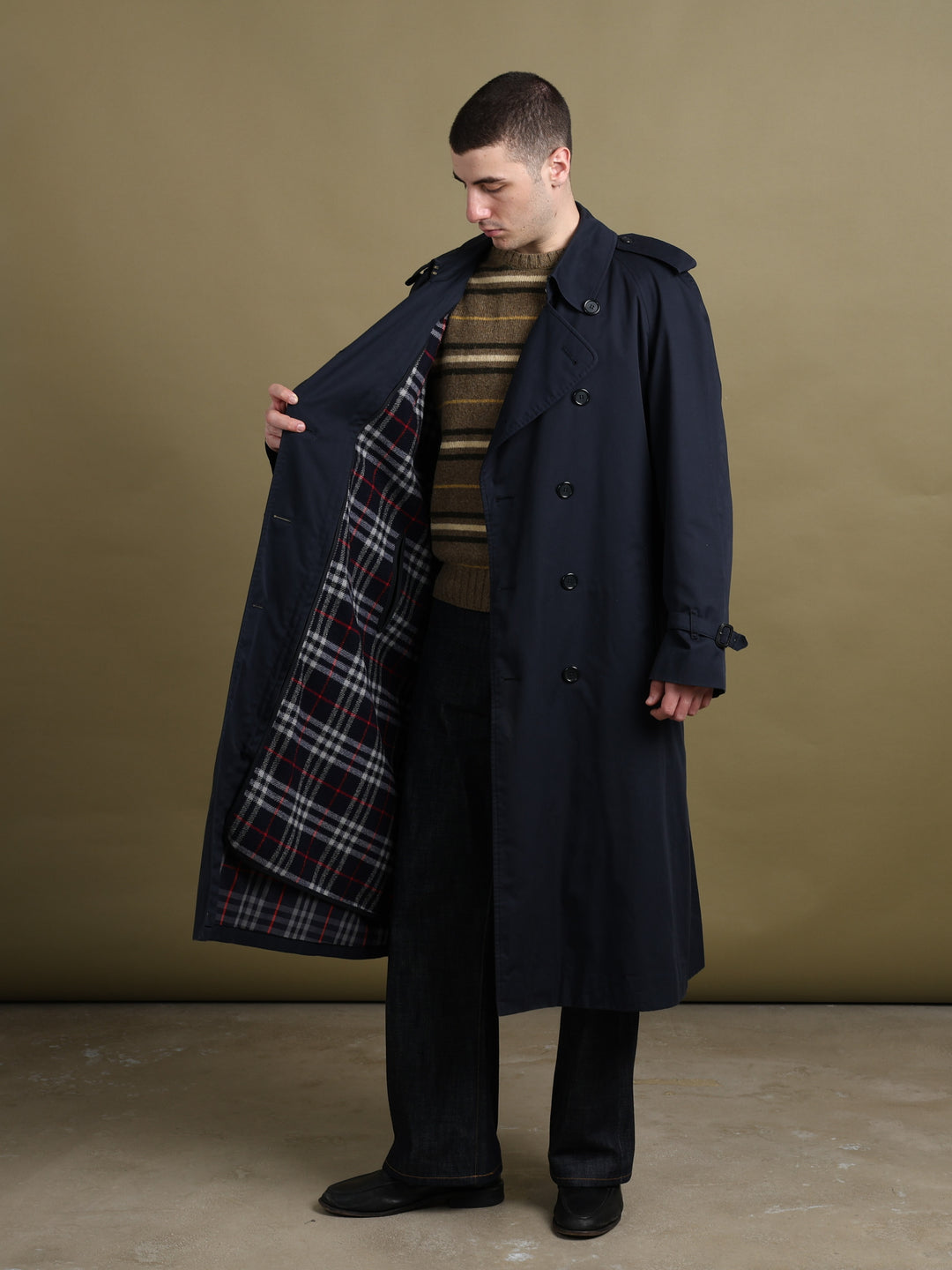 Burberry's Double Breasted Trench Coat Navy Men's L - back