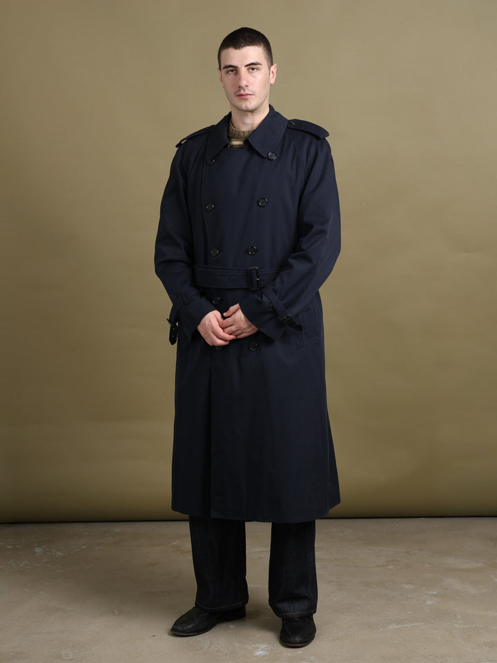 Burberry's Double Breasted Trench Coat Navy Men's L - fabric detail