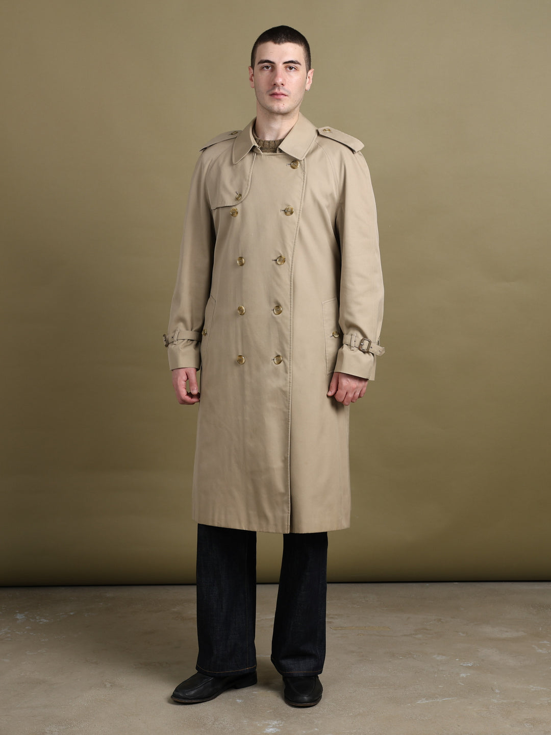 Burberry's Double Breasted Trench Coat Beige Men's XL - back