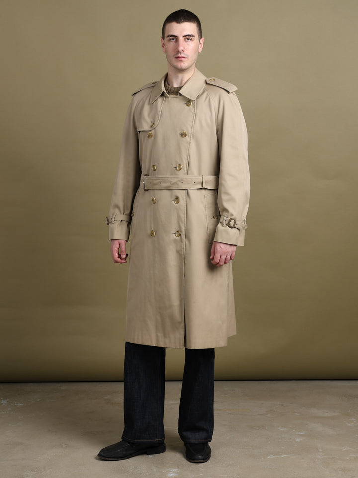 Burberry's Double Breasted Trench Coat Beige Men's XL - fabric detail