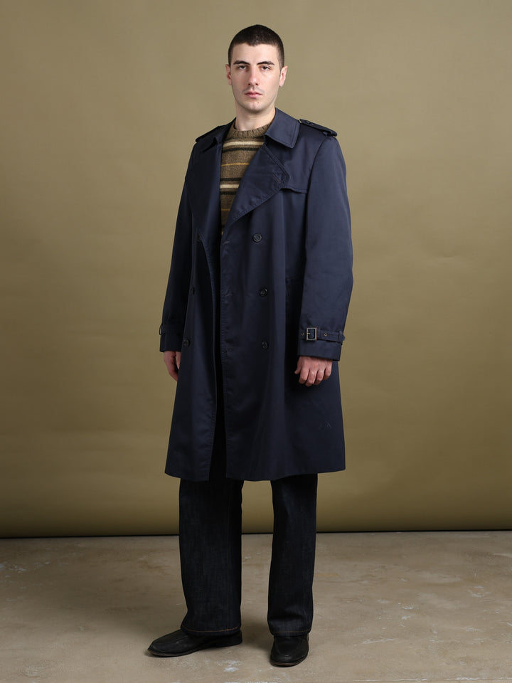 Christian Dior Double Breasted Trench Coat Navy Men's L - front