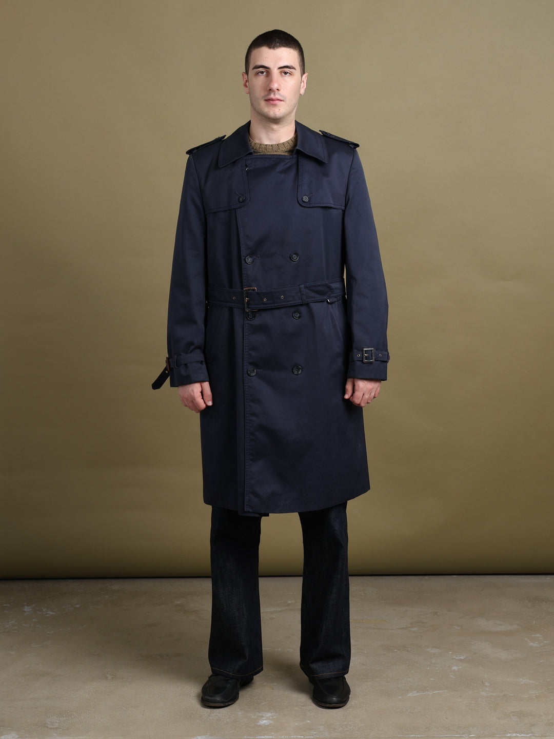 Christian Dior Double Breasted Trench Coat Navy Men's L - fabric detail