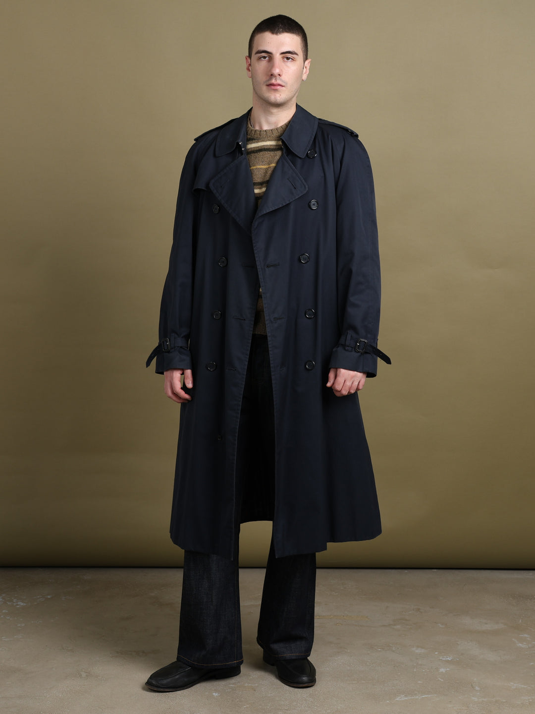 Burberry's Double Breasted Trench Coat Navy Men's L - front