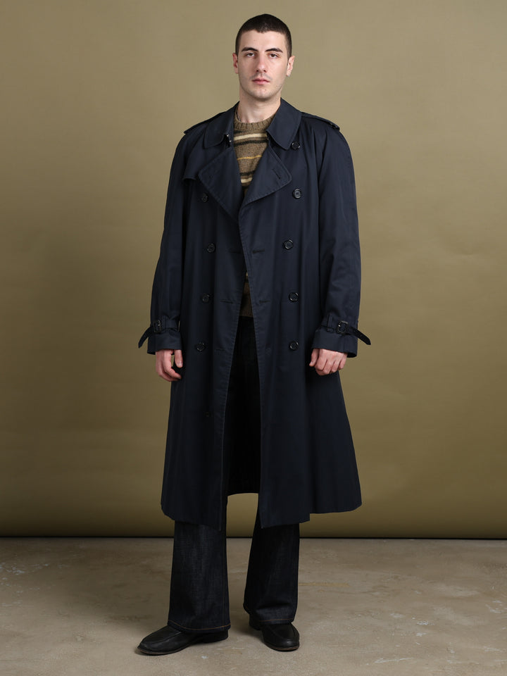 Burberry's Double Breasted Trench Coat Navy Men's L - front