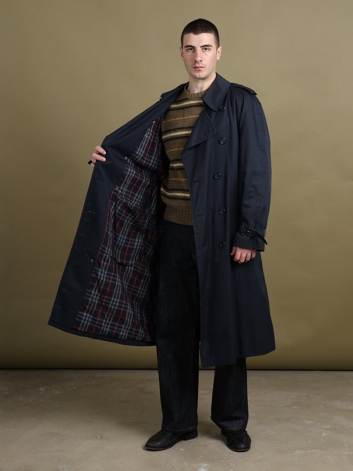 Burberry's Double Breasted Trench Coat Navy Men's L - back