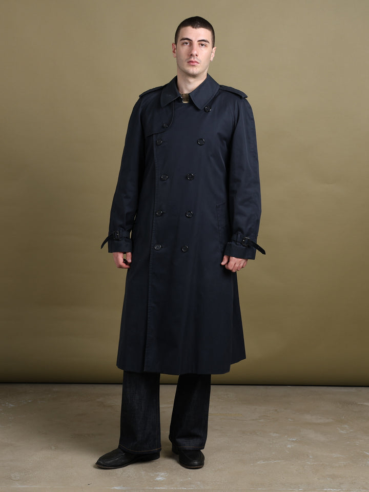 Burberry's Double Breasted Trench Coat Navy Men's L - fabric detail