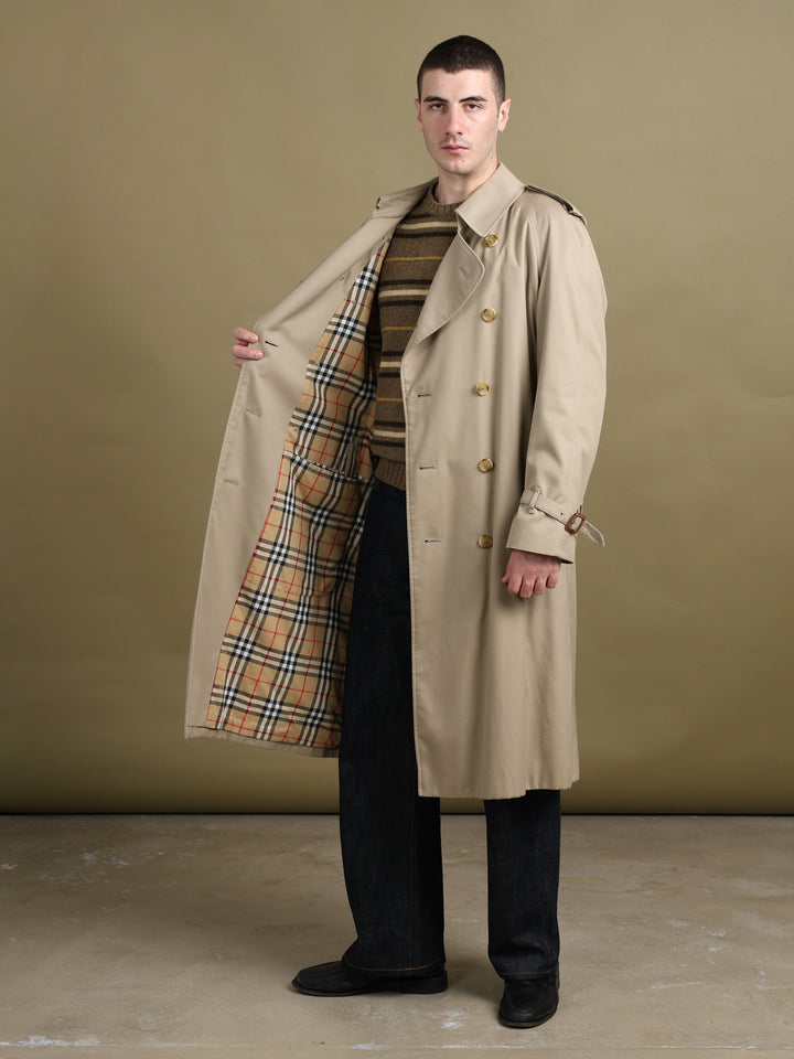Burberry's Double Breasted Trench Coat Beige Men's XL - back