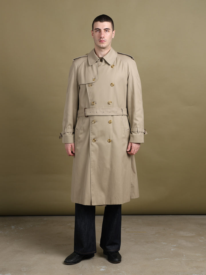 Burberry's Double Breasted Trench Coat Beige Men's XL - fabric detail