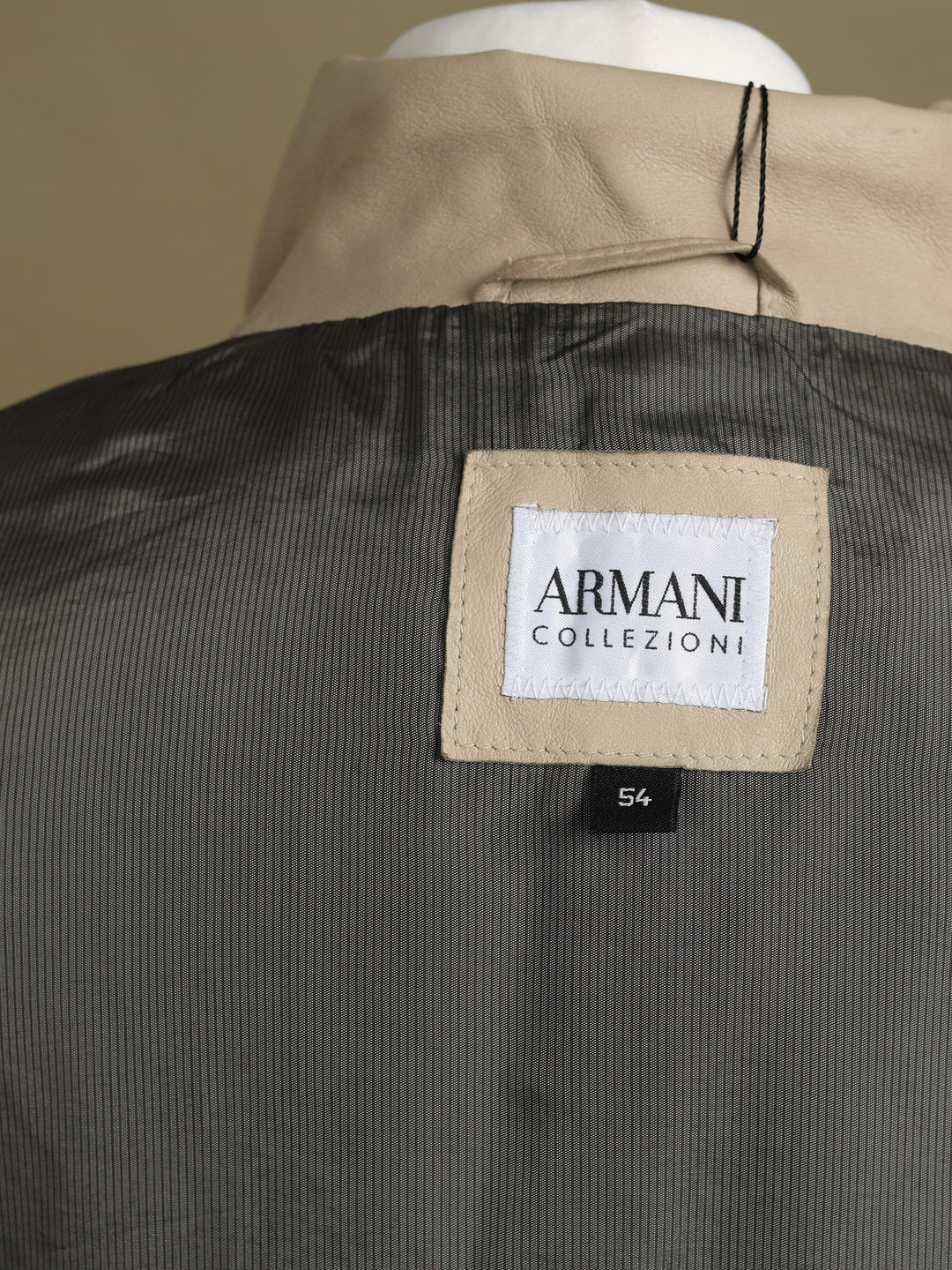 Armani Collezioni Leather Biker Jacket Beige Men's XL - detail 4